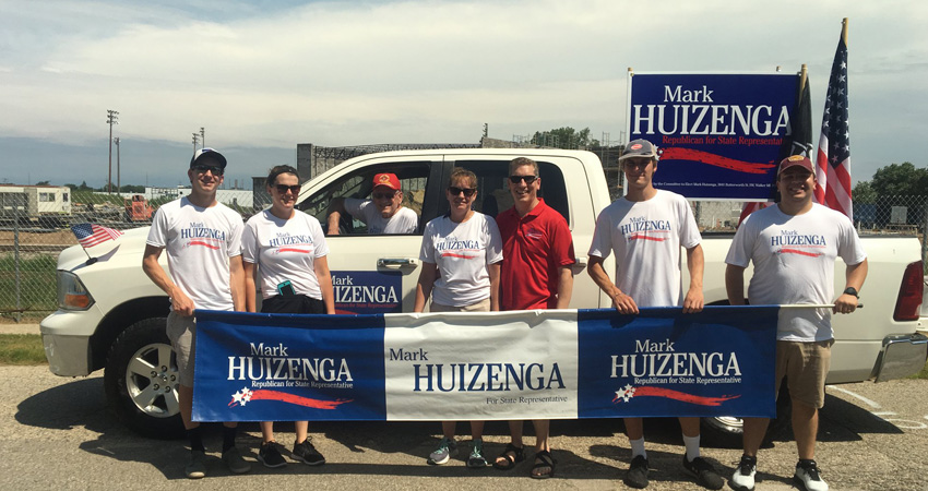 Walk in election campaign parade with Mark Huizenga David LaGrand